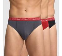 Pack of 3 Briefs in Stretch Cotton grey + red + black