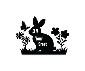 Pack of 3 Bunny Rabbit & Butterfly Waterproof Wheelie Bin Stickers - Cute Stickers - Garden Accessories - Bin Stickers for Wheelie Bins - Number Stickers - Fairy Door - Stick On Numbers
