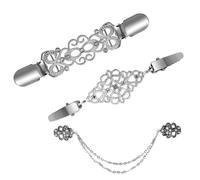 Pack of 3 Cardigan Clips, Vintage Pullover Clips, RCA Clip, Lapel Pins, Dresses, Blouses Clip, for Clothing, Silver Cardigan Clips for Women and Girls