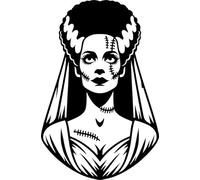 Pack of 3 Cartoon Bride of Frankenstein Waterproof Vinyl Sticker - Wall Decal, Laptops, Car, Water Bottles, Motorbikes, Vans, Horror Movie Gifts (3)