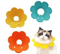 Pack of 3 Cat Protective Collars, Soft Felt, Adjustable Collar, Cat Collar, Protective Collar for Small, Medium Cats, Dogs, Puppies, Kittens (M, Yellow, Orange, Light Blue)
