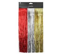 Pack of 3 - Christmas Decorative Tinsel Red/Gold/Silver Lametta