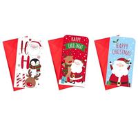 Pack Of 3 Christmas Money Wallet Gift Cards & Envelopes - Cute Santa Designs