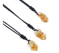 Pack of 3 Citrine Healing Crystals Stone Necklace, Natural Citrine Pendant, Irregular , Citrine Topaz Gemstone Necklaces, Jewellery for Girls and Women