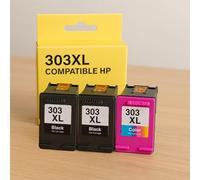 Pack of 3 Compatible Cartridges for HP 303XL for Envy Inspire 7220e to 7925e & Envy Photo 6220 to 7858 & Tango 100, X Printers