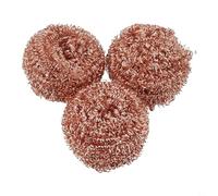 Pack of 3 Copper Plated Wire Sponge Ball Kitchen Cleaning Tools for Sink Drain Cleaner Iron Tip Nozzle Cleaning Ball Metal Scouring Pad Scrubber for Tough Stains Removal