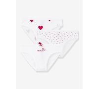 Pack of 3 Cotton Briefs with Hearts, for Girls - Petit Bateau white light all over printed
