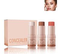 Pack of 3 Cream Contouring Stick, Blush Stick, Milk Makeup, Contouring Stick, Waterproof Bronzer and Highlighter Stick, Creamy Texture, Shimmer Makeup Stick, for All Skin Type (C)