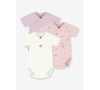Pack of 3 crossover bodysuit in cotton for babies Petit Bateau white