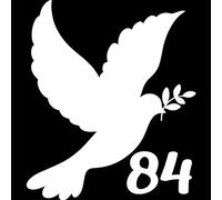 Pack of 3 Cute Dove Bird Number Sticker - 3 Colours - 2 Sizes - Custom Wheelie Bin/Recycling Box/House Number (White, 21cm x 18cm (8.3" x 7.1"))