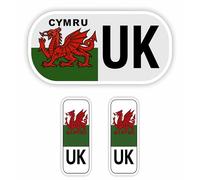 Pack of 3 Cymru Welsh UK Sticker Decals/for Cars Vans Bumpers Number Plates Windows Laptops Walls/Premium Gloss Finish Vinyl/Wipeable Clear Removable Adhesive/Indoor or Outdoor Use
