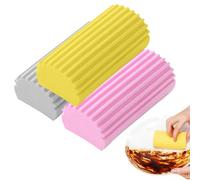 Pack of 3 Damp Duster, Damp Clean Duster Sponge, Damp Duster Sponge, Dump Duster, Dust Sponge, for Windows, Railings, Blinds, Door Gaps, Sofas (Grey, Pink, Yellow)
