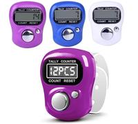 Pack of 3 Digital Finger Ring Tally Counter, LCD Electronic Digital Display, Colorful Tasbeeh Counter, Convenient Handheld Counter for Goods Counting, Tracking, Recording, Golf, Lap & Knitting (3Pcs)