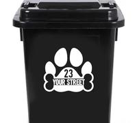 Pack of 3 Dog/Cat Paw Print Waterproof Personalised Wheelie Bin Stickers Custom House Number - Stick On House Numbers - Street Name Stickers
