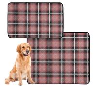 Pack of 3 Dog Mats Washable Non-Slip Floor Mats 20 x 24 Inch Plaid Buffalo Peach