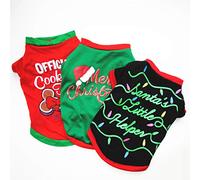 Pack of 3 Dogs Christmas Shirts Snowflakes Clothes Pet Santa Claus Suit Puppy Outfits Funny T-Shirt for Small Dogs and Cats Christmas Holiday Festival Party (Medium)