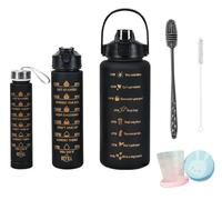 Pack of 3 Drinking Bottles, 2 L, 700 ml, 300 ml, Leak-Proof, 2 Litre Drinking Bottle with Straw, BPA-Free Sports Bottle with Time Marking for Bike, Fitness, Hiking, Outdoor