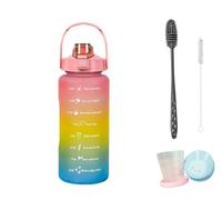 Pack of 3 Drinking Bottles, 2 L, 700 ml, 300 ml, Leak-Proof, 2 Litre Drinking Bottle with Straw, BPA-Free Sports Bottle with Time Marking for Bike, Fitness, Hiking, Outdoor