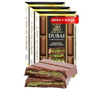 Pack of 3 - Dubai Chocolate Bar Pistachio - 300g Kunafa & Pistachio Cream Filling - Luxurious Fix Dubai Chocolate - Viral Milk Choclate With Kadayif & Kataifi - Perfect for Kids, Family & Friend