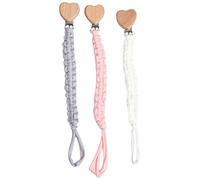 Pack of 3 Dummy Chains, Dummy Chains, Baby Dummy Clips, Cotton Dummy Strap, with Stainless Steel Clips for Unisex Baby (Love)