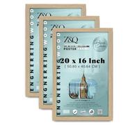 Pack of 3 Durable MDF Wood Photo Frame 20x16 inch - Clear HD Perspex, Strong Hanging Clip, Strong Sawtooth Hangers - Shrink-Wrapped - Home & Office Décor - Oak