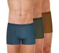 Pack of 3 Easy Stretch Cotton Boxer Shorts Blue/Khaki/Brown