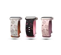 Pack of 3 Engraved Silicone Replacement Straps Compatible with Apple Watch Strap 42 mm 41 mm 40 mm 38 mm Cute Cartoon Sports Strap iWatch Series 10 9 8 7 6 5 4 3 SE/Ultra (Starlight/Black/Pink)