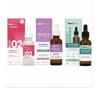 Pack of 3 Face Facts Serum Set Superberry, Lactic Acid AHA & Menopause | Glow + Smooth + Revitalise - 3 Complementary Facial Serums for Radiant, Smoother & Refreshed-Looking Skin