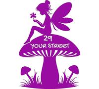 Pack of 3 Fairy & Mushroom Waterproof Wheelie Bin Stickers - Cute Garden Accessories - Number Sticker - Door - Stick On Numbers (Purple)