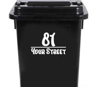 Pack of 3 Fairytale Font Print Waterproof Personalised Wheelie Bin Stickers Custom House Number - Custom Vinyl Street Name Decal