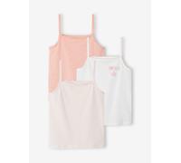 Pack of 3 Fancy Strappy Tops for Girls, Basics ecru