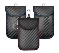 Pack of 3 Faraday Pouch for Car Keys, Car Anti-Theft Fob Protection Bag with 3 Pack Key Rings, Key Signal Blocker Pouch, Blocker Bag for Security