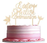 Pack of 3 First Holy Communion Cake Decoration Wooden Dove of Peace Cake Decoration Crossing Cake Topper for Religious Communion Theme Baby Shower Children Birthday Party Cake Decorations