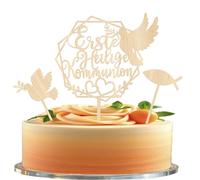 Pack of 3 First Holy Communion Cake Decoration Wooden Fish Cake Decoration Peace Dove Cake Topper for Religious Communion Theme Baby Shower Children Birthday Party Cake Decorations