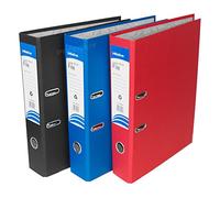 [Pack of 3] Foolscap Lever Arch Files 75mm Paper Storage Archive Legal Document Folders (Red/Black/Blue)