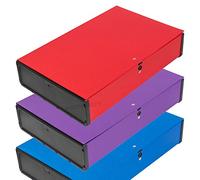[Pack of 3] Foolscap Lock Spring Box Files 70mm Document A4 Paper Storage Folder [RED Blue Purple Mix]