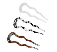Pack of 3 French Hair Pin Hair Pins, French Hair Pin, Banana Hair Clip, U Shaped Hair Clips, Women's Hair Clip, Banana Clip, Hair Accessories, Hair Spirals (Tortoiseshell + Cow Colour + Pearl White)