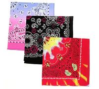Pack of 3 Funky Bandana's - Scarves Headwear Flower Design Colourful Pretty Ladies Design