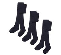 Pack Of 3 Girls Tights, Soft Cotton Rich Lycra School Tights, Black Navy Grey By Sockstack® (7/8 Years, Grey)