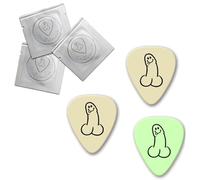 Pack of 3 ~ Glow in the Dark ~ DickPicks ~ Guitar Plectrum Picks ~ 0.96mm 'Semi' ~ Individually Packaged in Condom Foils