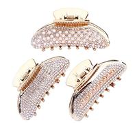 Pack of 3 Hair Claw Clip for Women Rhinestone Hair Claw Clamp No-slip Grip Crystal Plastic Octopus Jaw Clips Hair Accessories