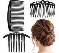 Pack of 3 Hair Combs Slides, Plastic French Twist Side Combs Strong Hold Twist Teeth Slide Clips Accessories Black Comb for Multiple Hairstyles Girls Women Girls Thick Fine Hair
