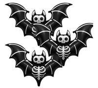 Pack of 3 Halloween Bat Balloons, Giant Bat Foil Balloon, Bat Giant Balloon for Children Party Decoration, Horror Party Decorations for Halloween Parties and Haunted Houses (White)