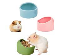 Pack of 3 Hamster Ceramic Feeding Bowls, Ceramic Hamster Feeding Bowls, Ceramic Bowl for Pets, Anti-Bite Feeding Bowls (Pink, Blue, Green)