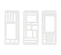 Pack of 3 Handmade Flexible Data Set Template, 13 x 5 cm Scrapbooking with Versatile Shapes and Symbols, Creative Journal Drawing Stencils for Pencil Marking (Style A)