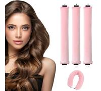 Pack of 3 Heatless Curls Blowout - Flexi Rods for All Hair Types, Heat-Free Curling Iron for Sleep Out, Overnight Curlers for Curls Without Heat (Pink, L)