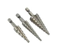 Pack of 3 Hexagonal Shank Step Drill Bit Hole Cutter for Drilling on Metal Wood Cone Ideal for Project Set