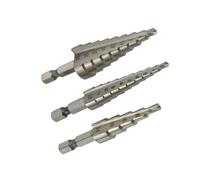 Pack of 3 High-Speed Steel Step Bits for Professional Drilling on Various Materials Hexagonal Step Drill Step Bit Step Set