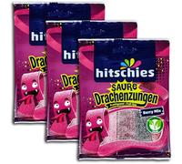 Pack of 3 hitschies Sour Dragon Tongues Berry Mix Vegan 3 x 125 g Fruit Gum