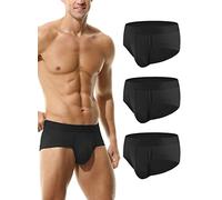 Pack of 3, HOEREV Men's Bamboo Fibre Briefs Underwear, 3black, XS